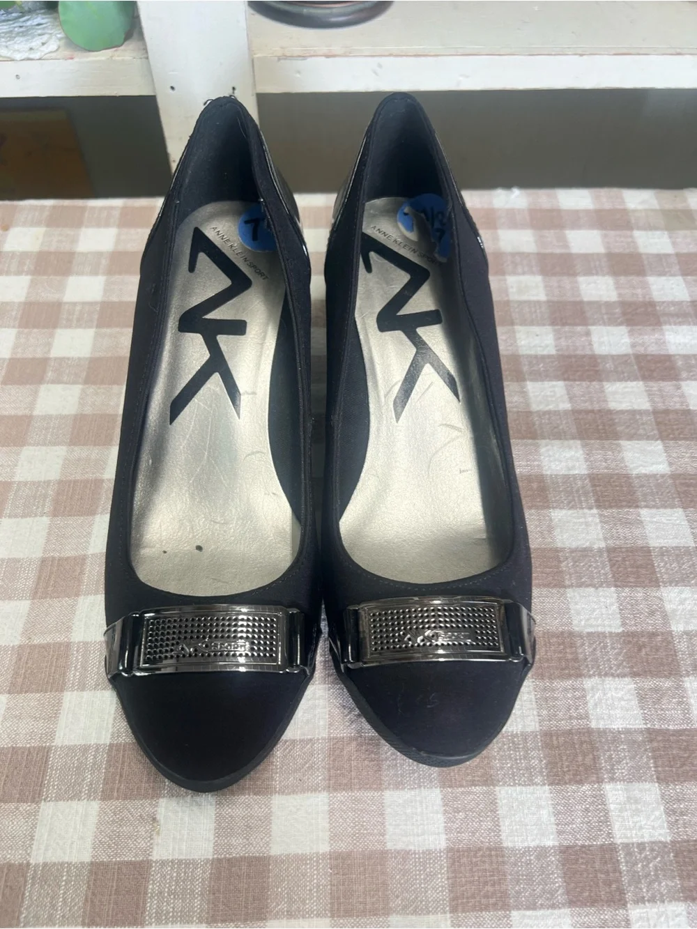 Anne Klein black wedge shoes 7.5